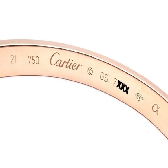 Authentic! Cartier 18k Rose Gold Love Bangle Bracelet Size 21 Paper - Picture 11 of 13